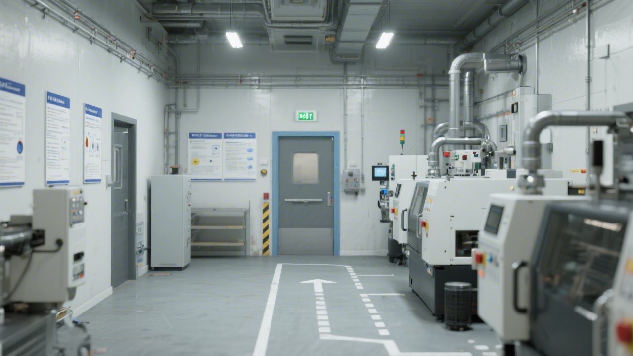 Interior of a small industrial facility with clean machines, informational boards and a clear workflow path, showing the type of business environment suited for MVP websites.